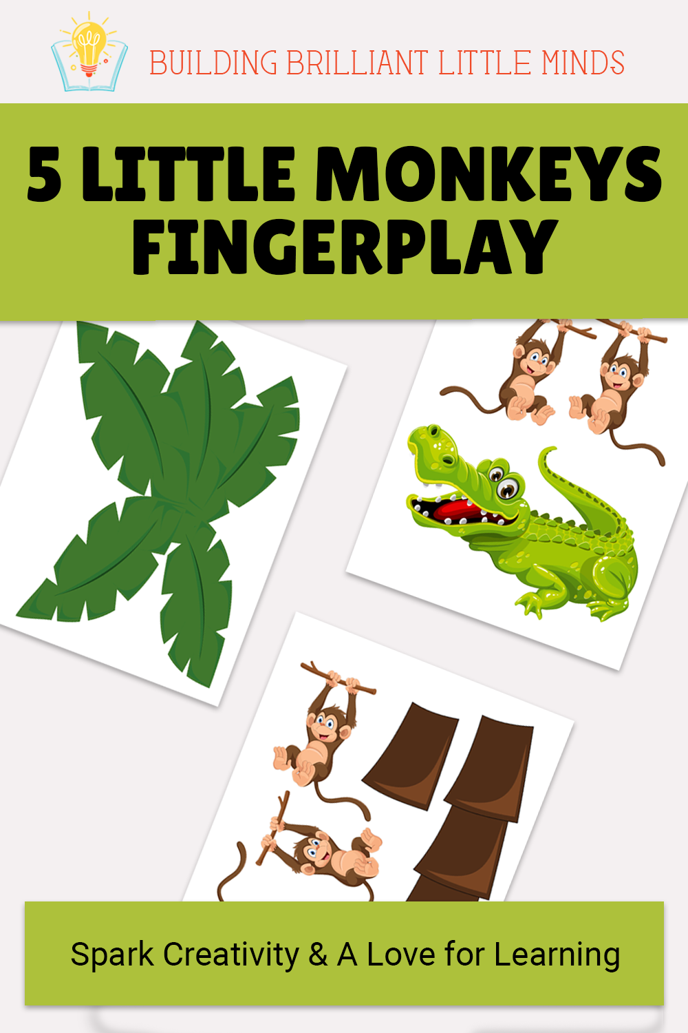 5 little monkeys fingerplay music activity preschool printable Building Brilliant Little Minds