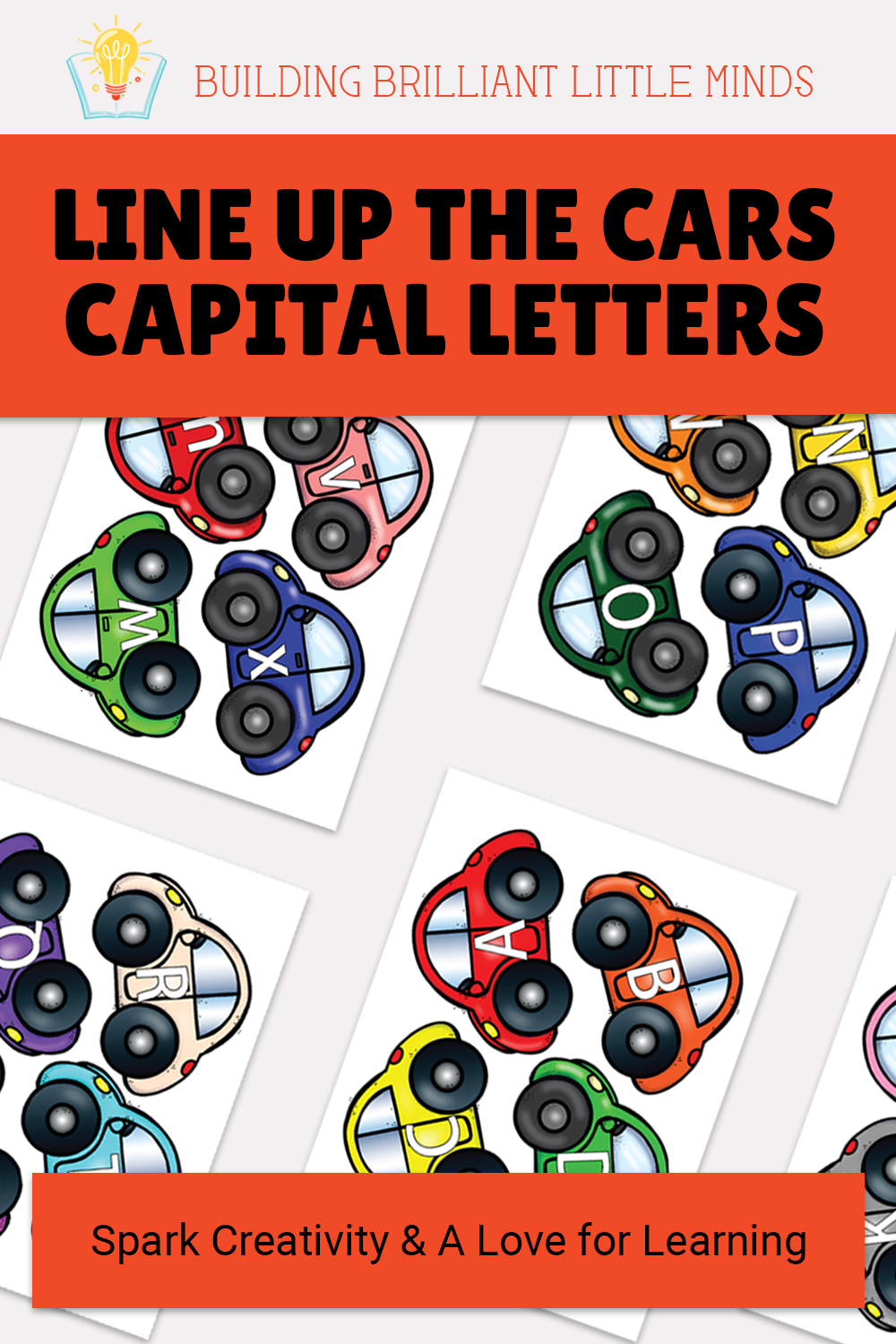 Line Up the Cars Capital Letters Printable Activity