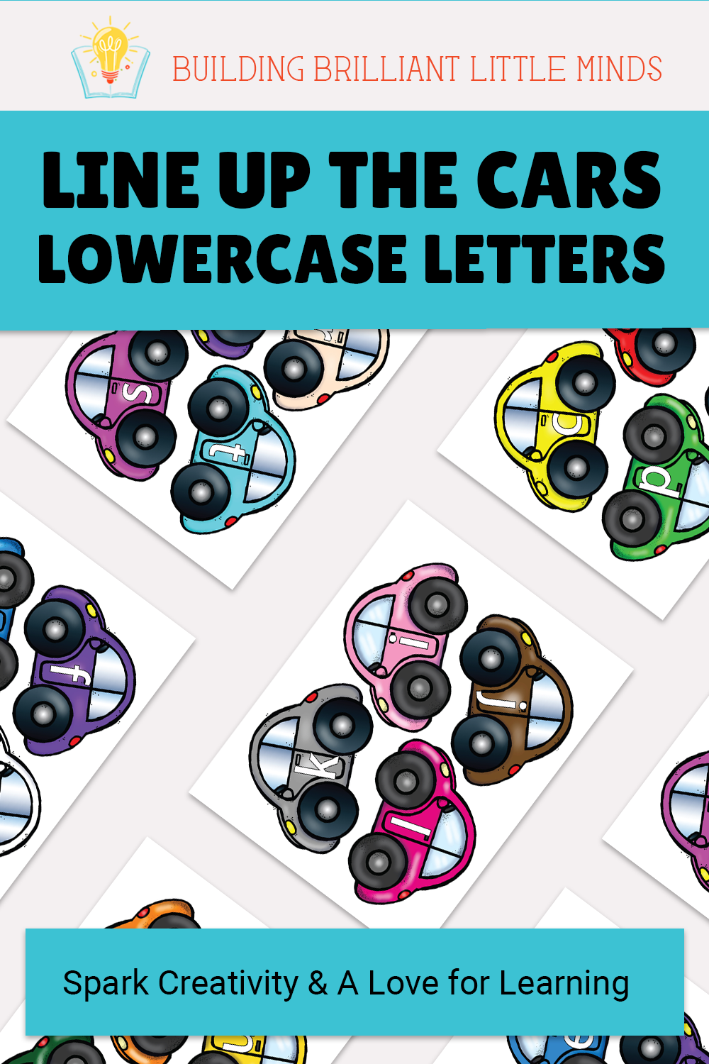 Line Up the Cars Lowercase Letters Printable Activity