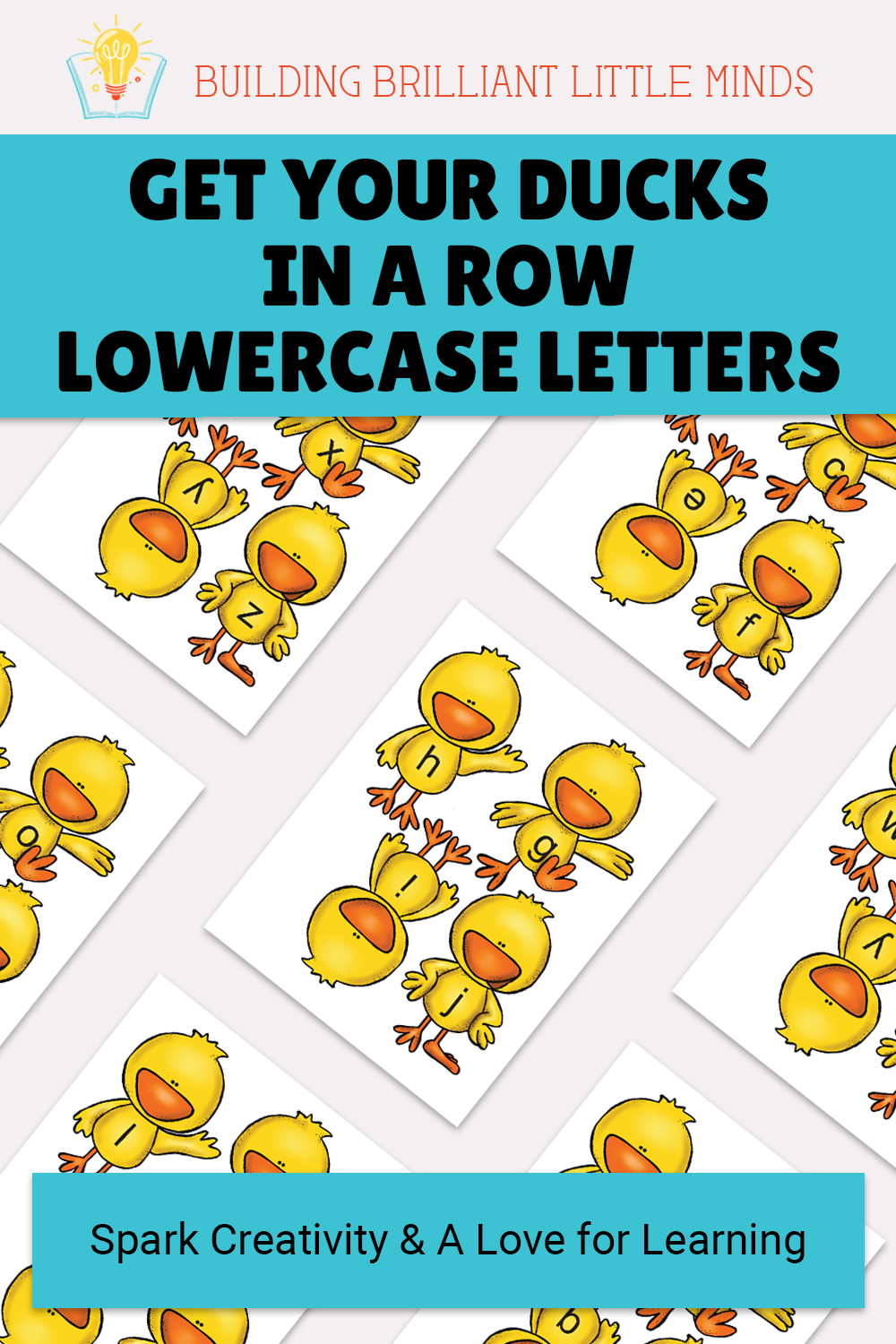 Get Your Ducks in a Row - Lowercase Letters preschool activity Building Brilliant Little Minds