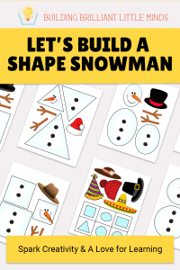 Let's build a shape snowman preschool printable activity building brilliant little minds